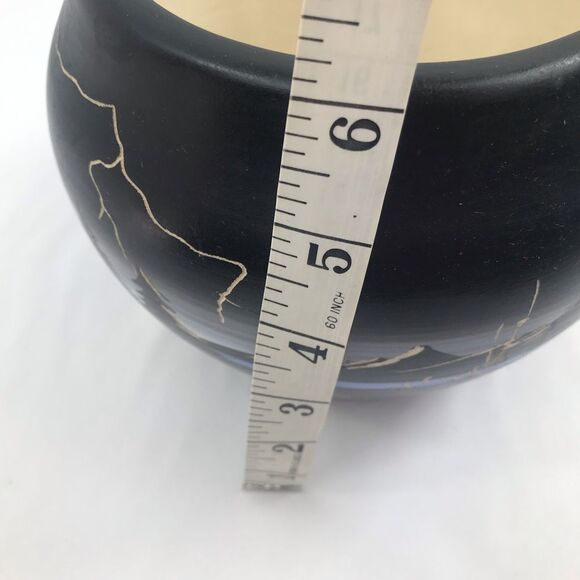 Native American Handcrafted Artist Signed Etched Painted Night Nature Pot 2018 - Picture 13 of 16